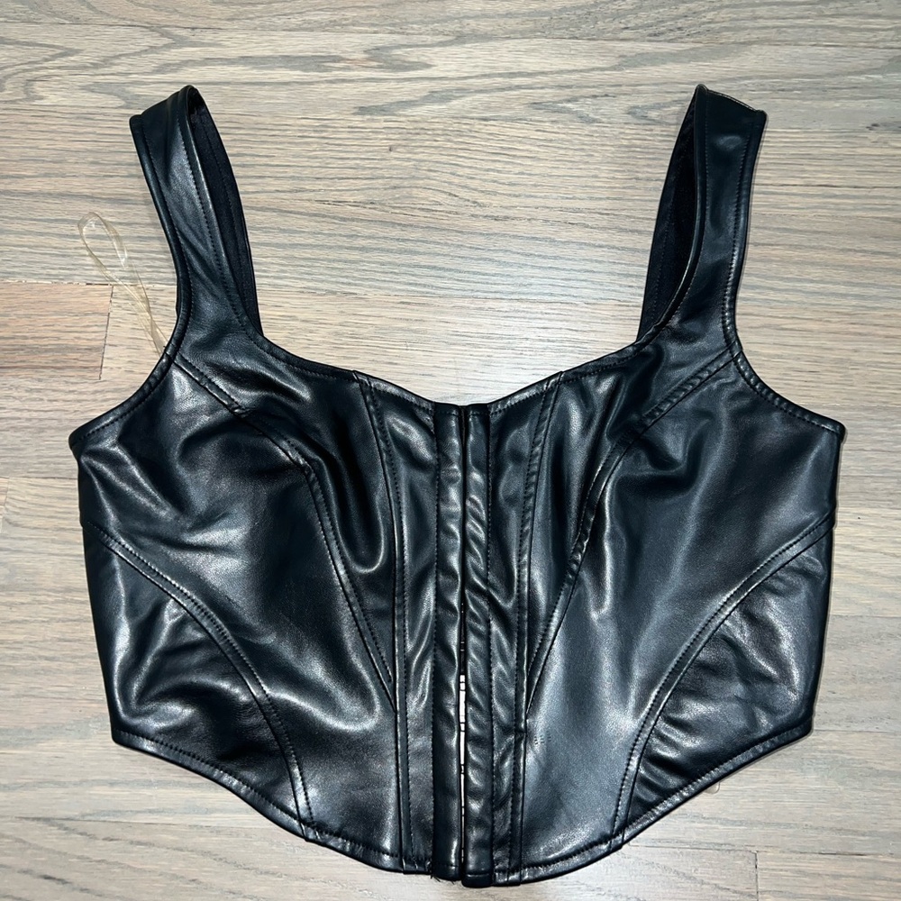 Black Faux Leather Women's Corset